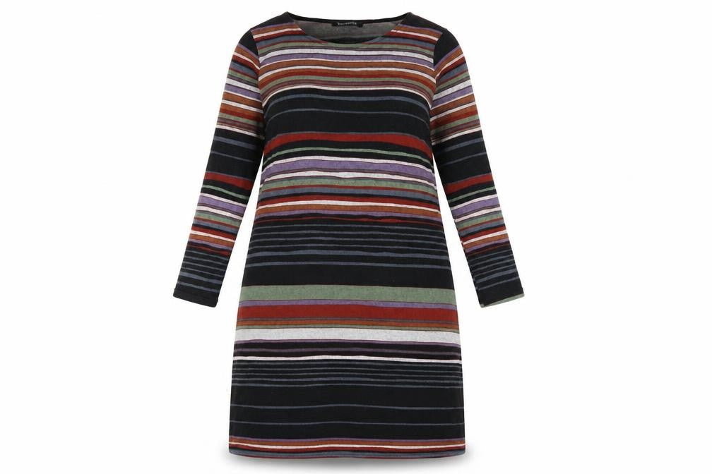Bonmarché Womens Multicoloured Striped Polyester A-Line Size 14 Round Neck Pullover