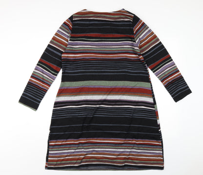 Bonmarché Womens Multicoloured Striped Polyester A-Line Size 14 Round Neck Pullover