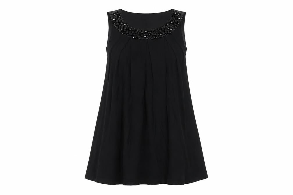 Phase Eight Womens Black Viscose A-Line Size 8 Round Neck Pullover - Beaded Neckline
