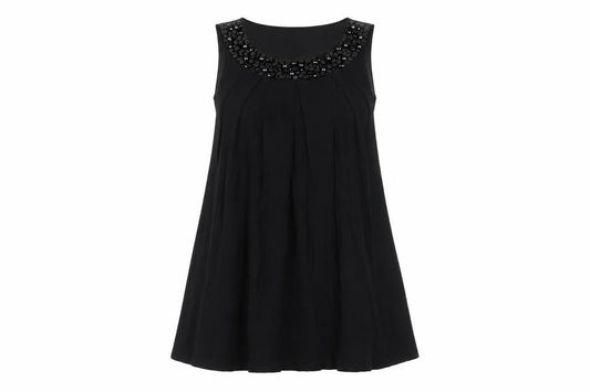 Phase Eight Womens Black Viscose A-Line Size 8 Round Neck Pullover - Beaded Neckline