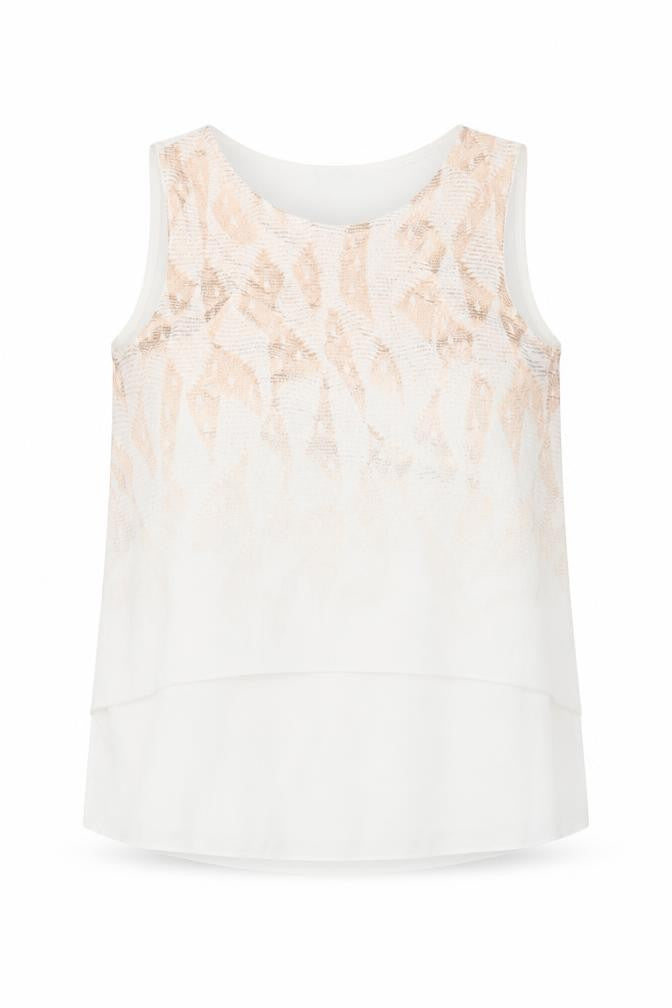 Zara Womens White Geometric Polyester Basic Tank Size M Round Neck