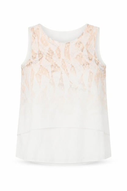 Zara Womens White Geometric Polyester Basic Tank Size M Round Neck