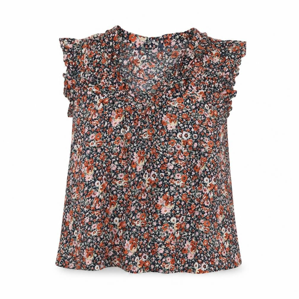 NEXT Womens Multicoloured Floral Modal Basic T-Shirt Size 10 V-Neck