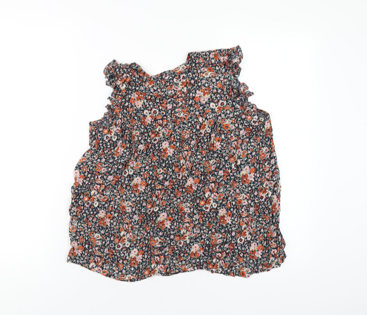 NEXT Womens Multicoloured Floral Modal Basic T-Shirt Size 10 V-Neck