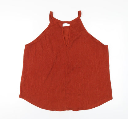 River Island Womens Orange Polyester Basic T-Shirt Size 10 Round Neck