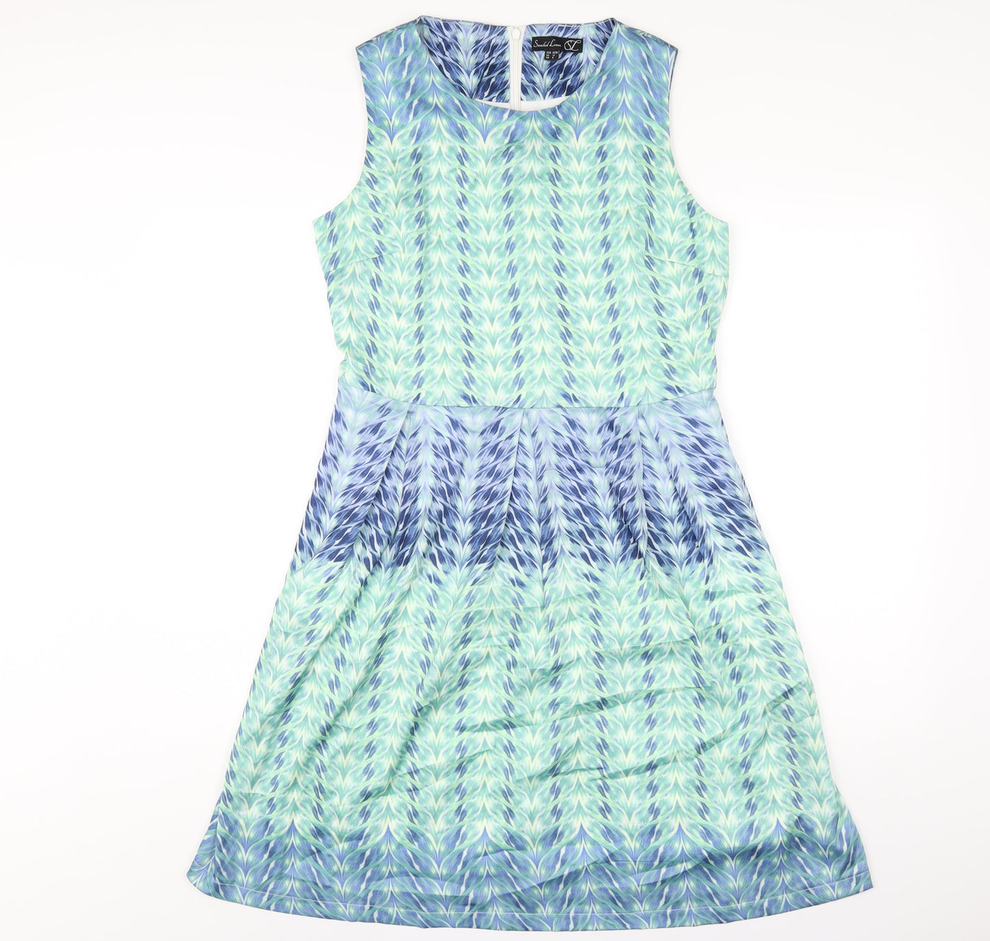 Smashed Lemon Womens Multicoloured Geometric Polyester A-Line Size 12 Off the Shoulder Zip