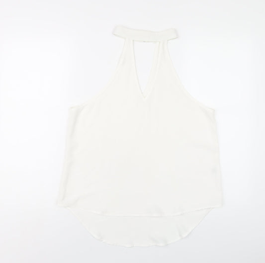 Love & Other Things Womens White Polyester Basic T-Shirt Size M Round Neck