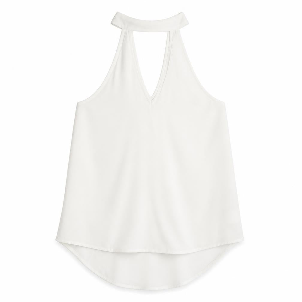 Love & Other Things Womens White Polyester Basic T-Shirt Size M Round Neck