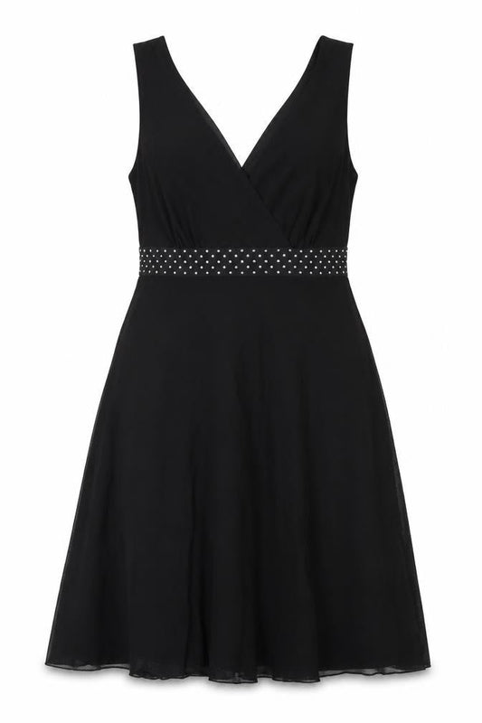 Next Womens Black Nylon Tank Dress Size 12 V-Neck Zip