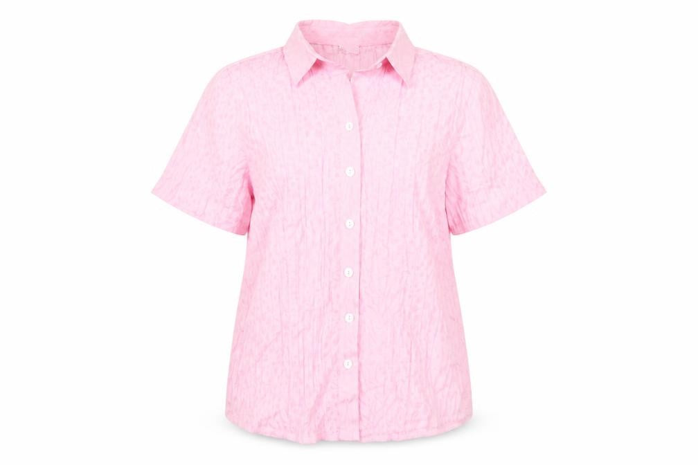 Damart Womens Pink Cotton Basic Button-Up Size 10 Collared