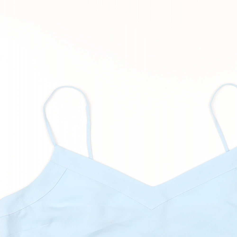 Topshop Womens Blue Polyester Camisole T-Shirt Size 12 V-Neck