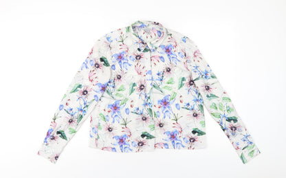 H&M Womens Multicoloured Floral Polyester Basic Button-Up Size 6 Collared