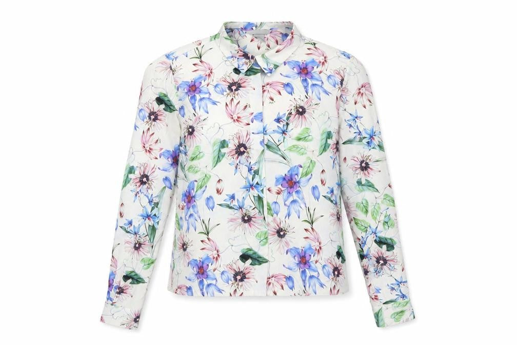 H&M Womens Multicoloured Floral Polyester Basic Button-Up Size 6 Collared