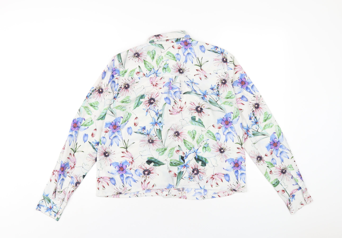 H&M Womens Multicoloured Floral Polyester Basic Button-Up Size 6 Collared