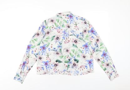 H&M Womens Multicoloured Floral Polyester Basic Button-Up Size 6 Collared
