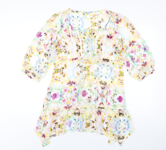 Indigo Womens Multicoloured Floral Polyester A-Line Size 12 Round Neck Pullover