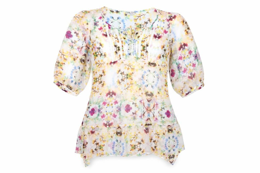 Indigo Womens Multicoloured Floral Polyester A-Line Size 12 Round Neck Pullover