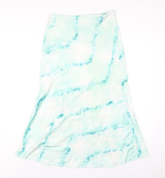 Bershka Womens Green Polyester A-Line Skirt Size M Zip