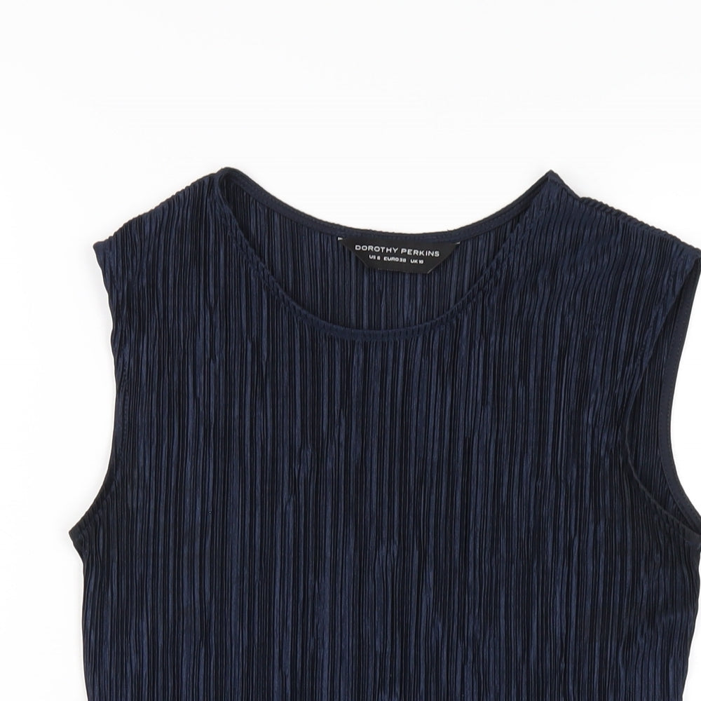 Dorothy Perkins Womens Blue Polyester Basic Tank Size 10 Round Neck