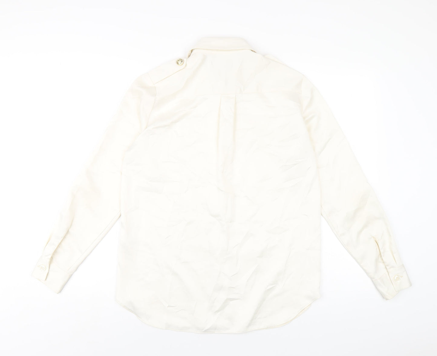 River Island Womens Ivory Polyester Basic Button-Up Size 6 Collared