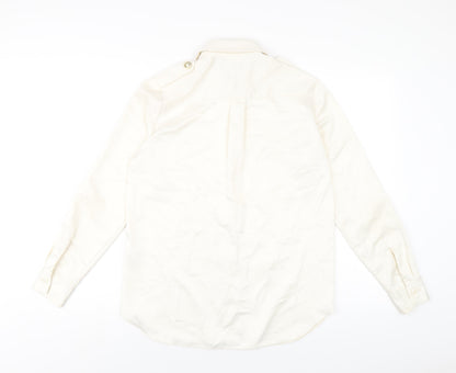River Island Womens Ivory Polyester Basic Button-Up Size 6 Collared
