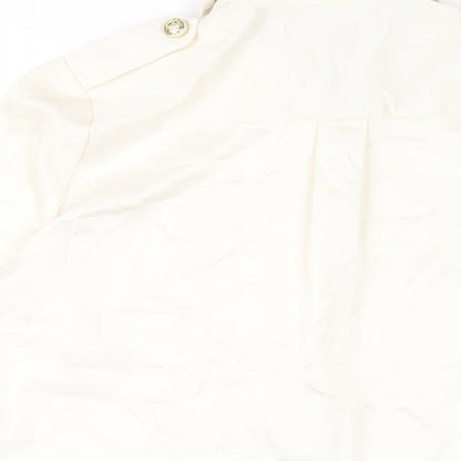 River Island Womens Ivory Polyester Basic Button-Up Size 6 Collared