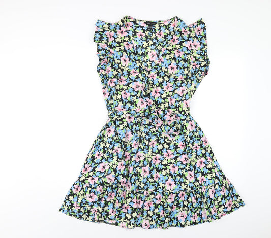 New Look Womens Multicoloured Floral Polyester A-Line Size 12 V-Neck Pullover