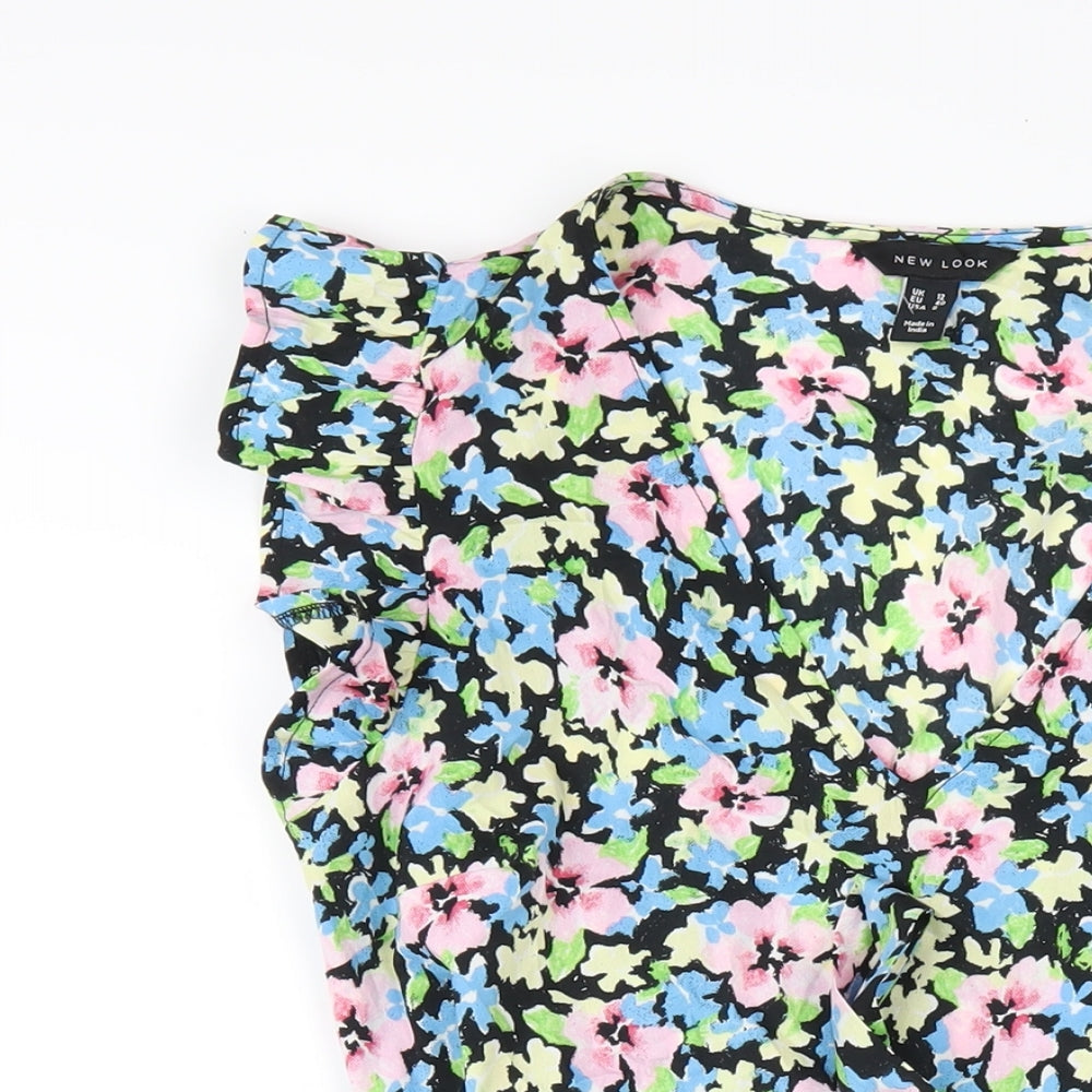 New Look Womens Multicoloured Floral Polyester A-Line Size 12 V-Neck Pullover