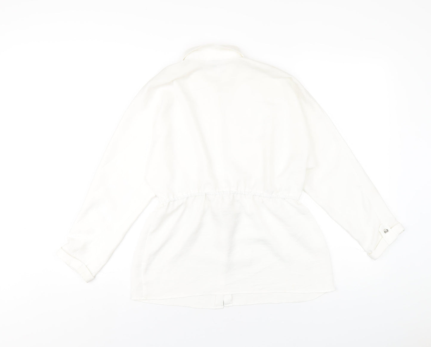 River Island Girls White Polyester Basic Button-Up Size 11-12 Years Collared Button