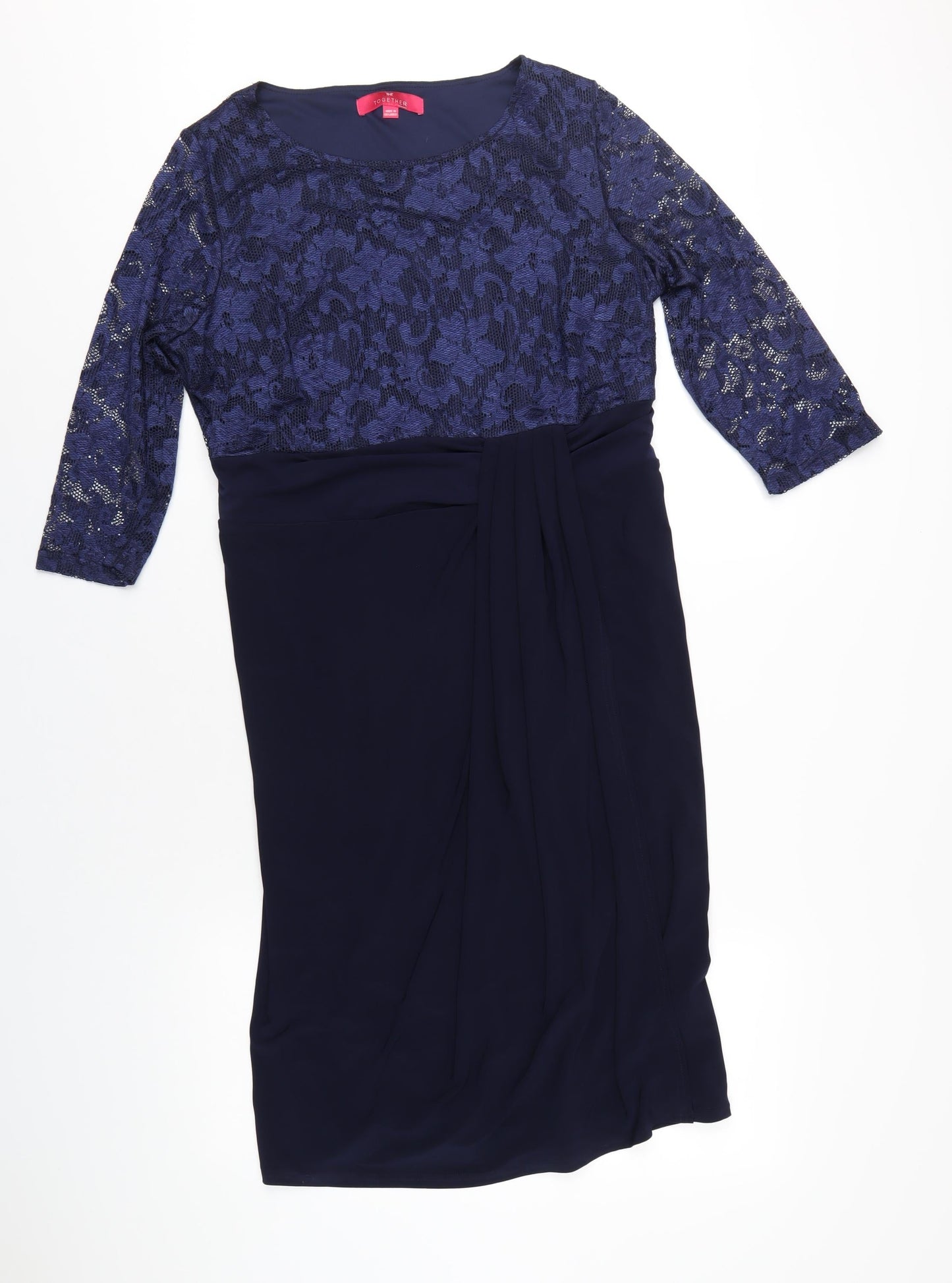 Together Womens Blue Polyester A-Line Size 18 Round Neck Pullover