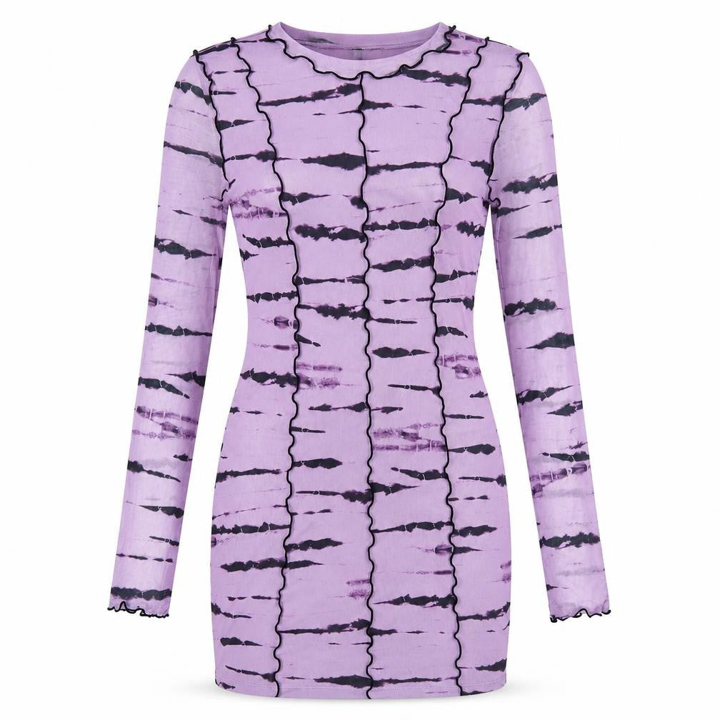 H&M Womens Purple Geometric Polyester Bodycon Size M Round Neck Pullover
