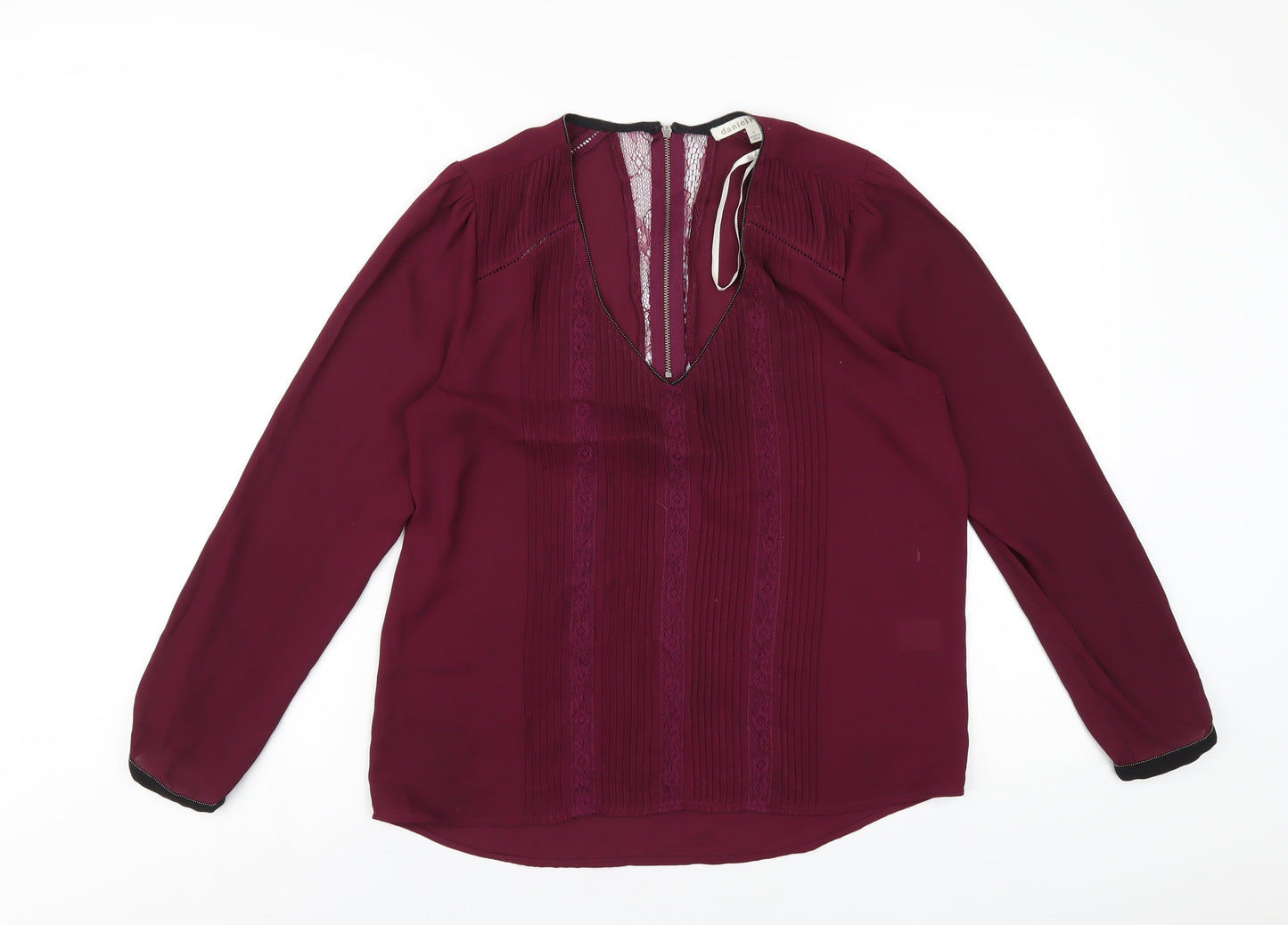 Daniel Rainn Womens Purple Polyester Basic Blouse Size S V-Neck