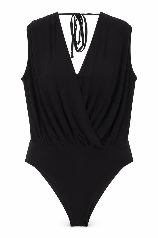 Boohoo Womens Black Polyester Bodysuit One-Piece Size 24 Snap