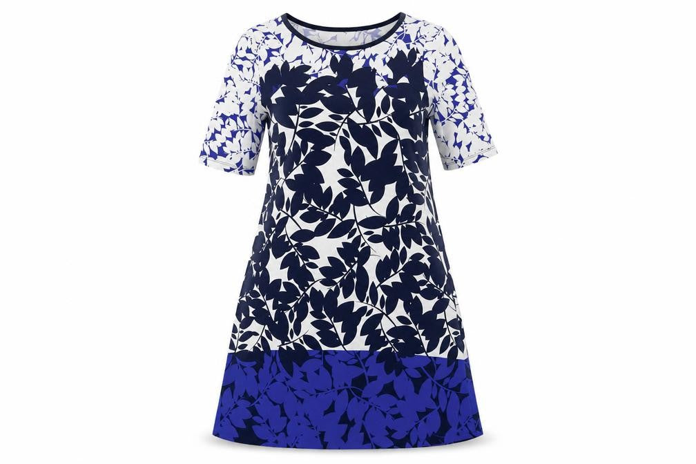 Ronni Nicole Womens Blue Geometric Polyester A-Line Size 10 Round Neck Pullover