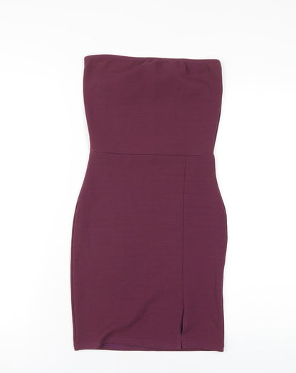 PRETTYLITTLETHING Womens Purple Polyester Bodycon Size 6 Square Neck Pullover