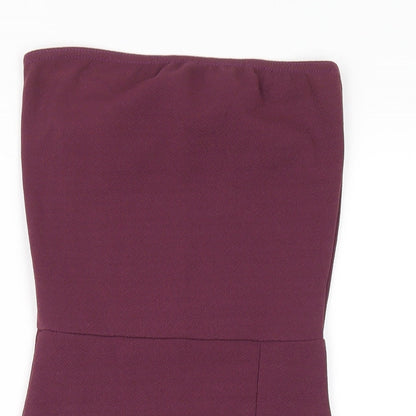 PRETTYLITTLETHING Womens Purple Polyester Bodycon Size 6 Square Neck Pullover
