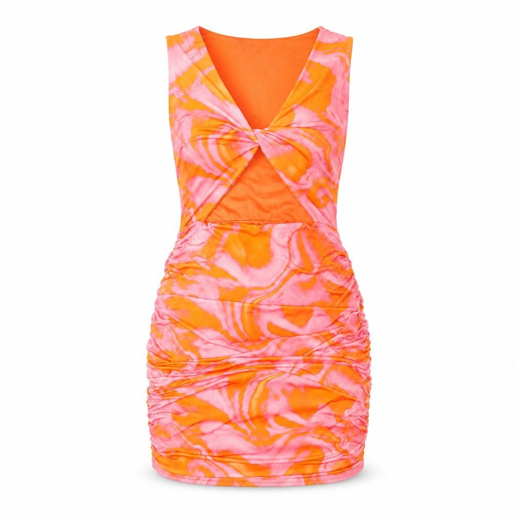QED London Womens Pink Geometric Polyester Bodycon Size 12 V-Neck Pullover