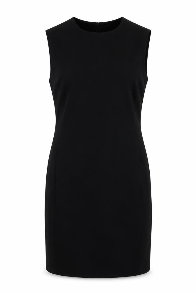 Zara Womens Black Polyester Pencil Dress Size L Round Neck Zip