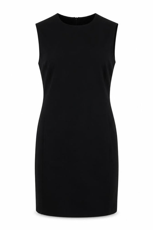 Zara Womens Black Polyester Pencil Dress Size L Round Neck Zip