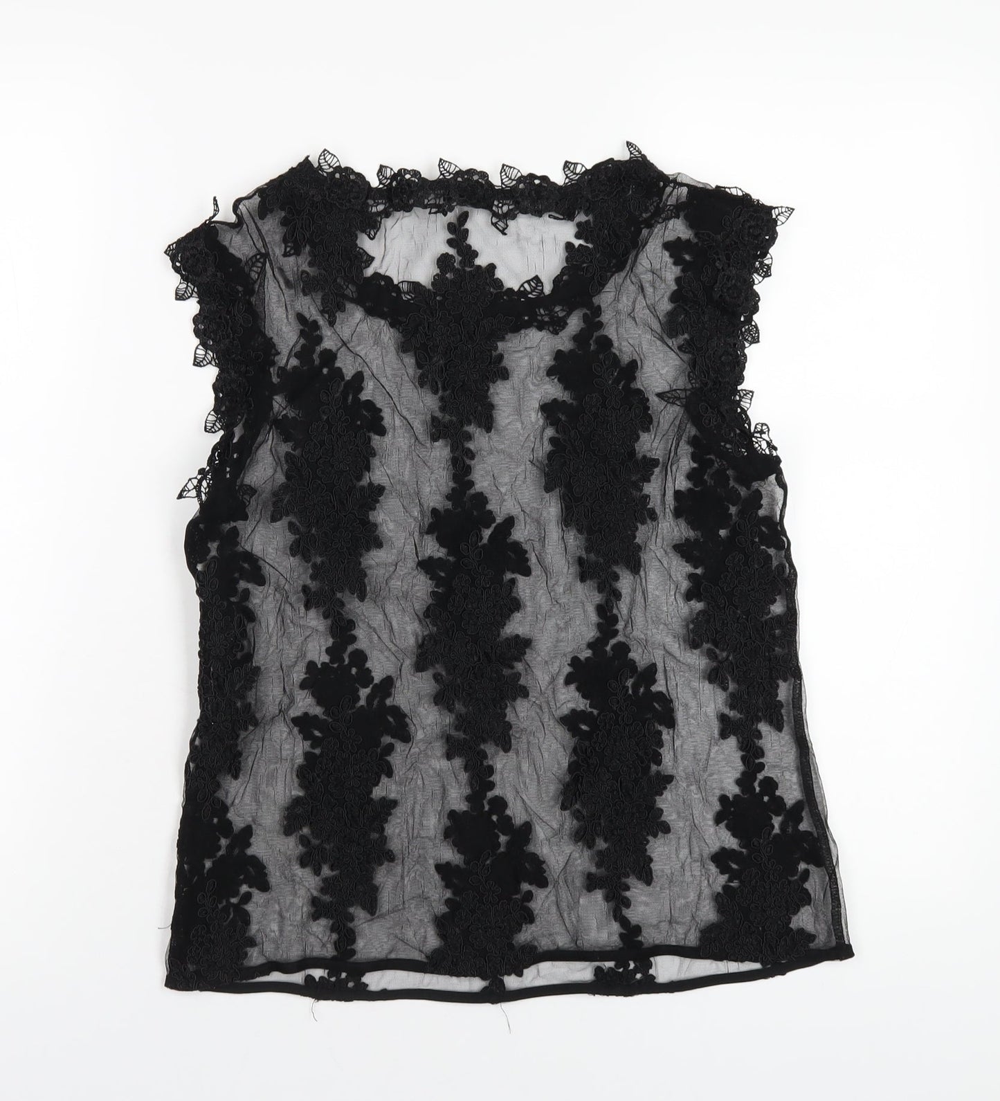 River Island Womens Black Polyester Basic T-Shirt Size 10 Round Neck