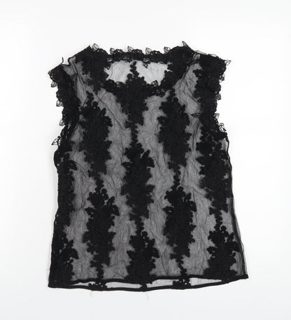River Island Womens Black Polyester Basic T-Shirt Size 10 Round Neck