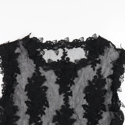 River Island Womens Black Polyester Basic T-Shirt Size 10 Round Neck