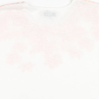 Bassini Womens White Floral Polyester Basic T-Shirt Size 14 Round Neck
