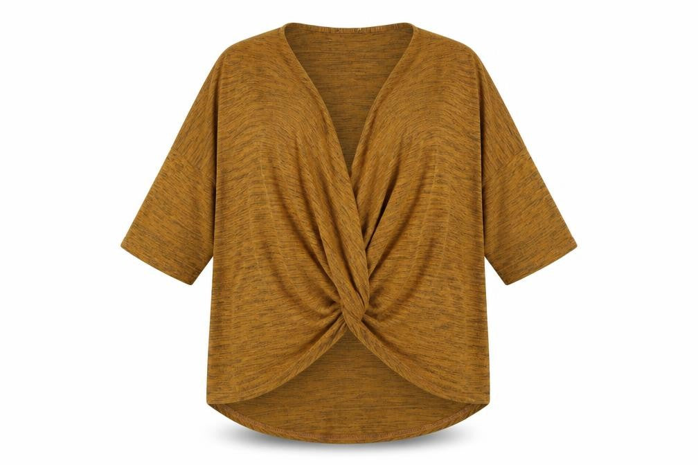 New Look Womens Brown Polyester Basic Blouse Size L Cowl Neck