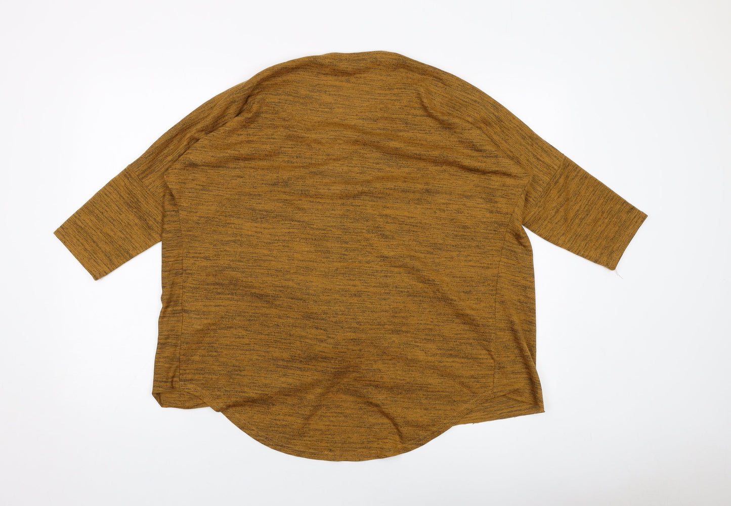 New Look Womens Brown Polyester Basic Blouse Size L Cowl Neck