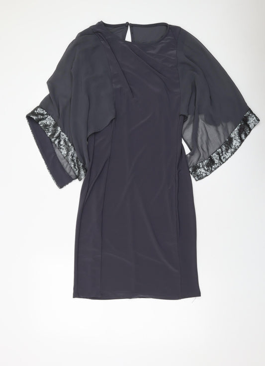 Wallis Womens Grey Polyester Bodycon Size 8 Round Neck Pullover
