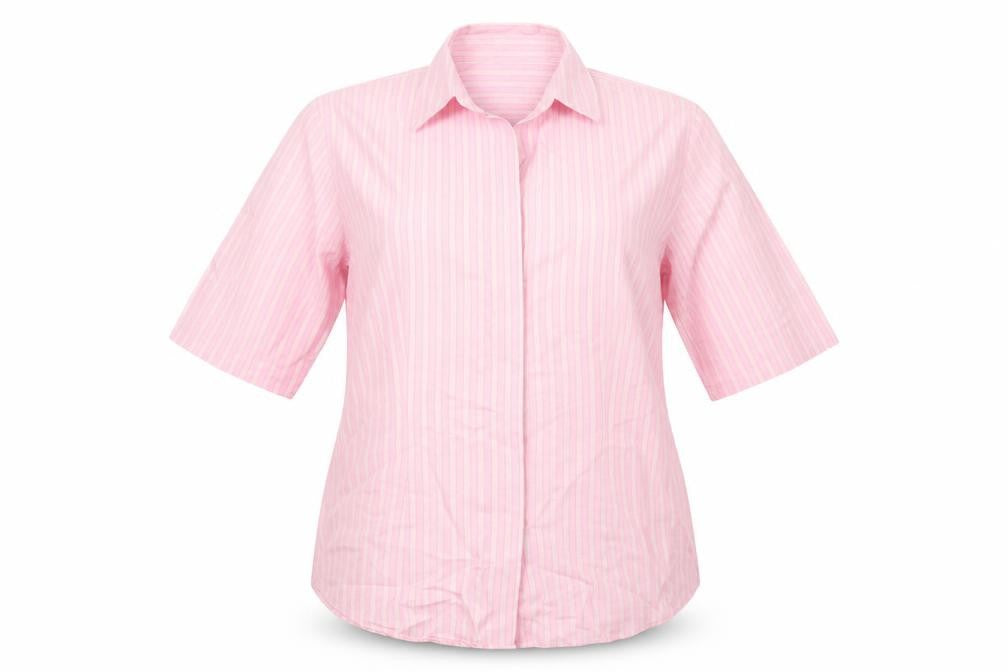 Brook Taverner Womens Pink Striped Polyester Basic Button-Up Size 16 Collared