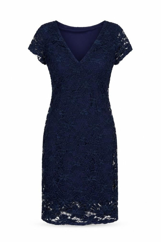 Apricot Womens Blue Cotton Sheath Size 10 V-Neck Pullover