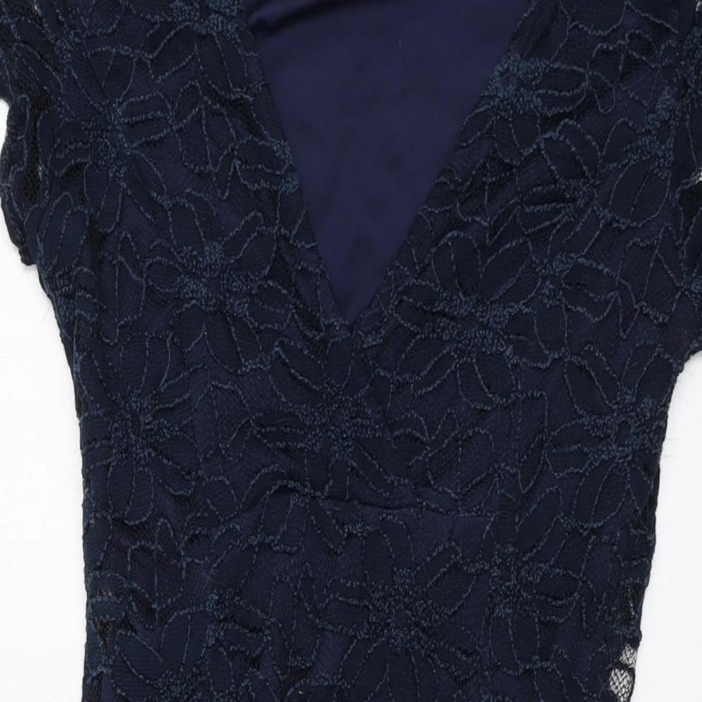 Apricot Womens Blue Cotton Sheath Size 10 V-Neck Pullover