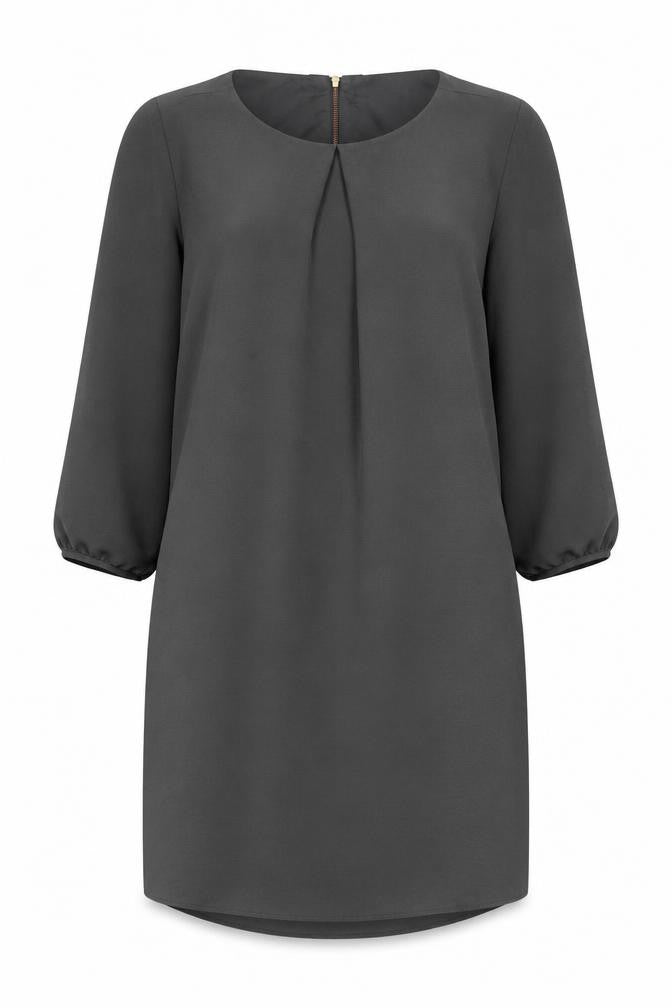 H&M Womens Green Polyester Shift Size 12 Round Neck Zip